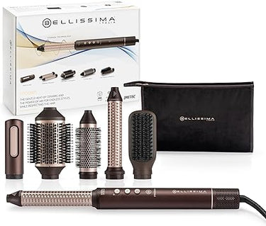 Bellissima Prodigy, moldeador de aire caliente, tecnología Ion-Ceramic, tecnología Coanda, motor digital, control de calor, filtro autolimpiante, 3 temperaturas, 1200 W, 6 accesorios